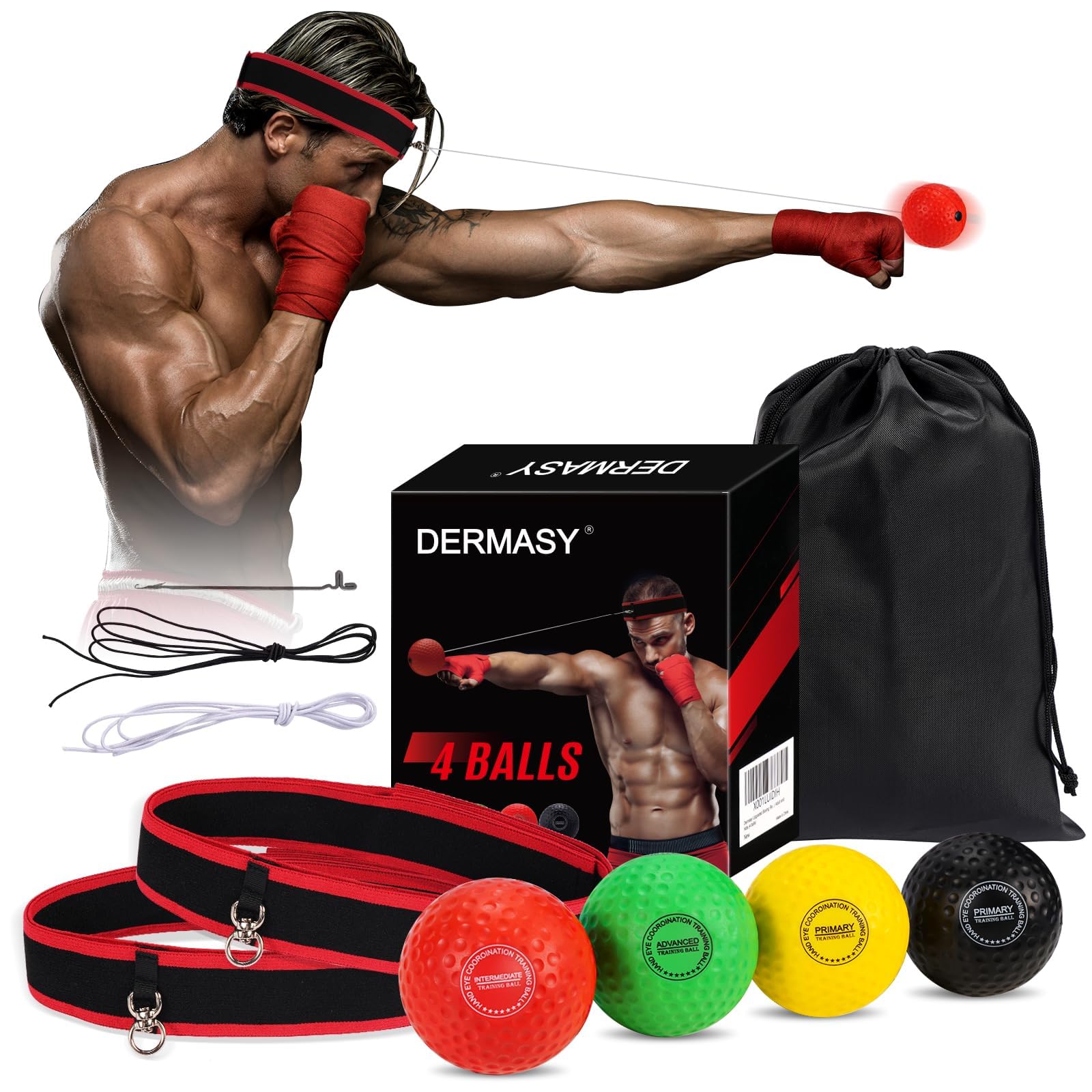 Dermasy Upgraded Boxing Reflex Ball - speed and agility training | Mubboo