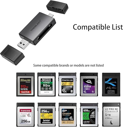 Miniatura 6 de CFexpress - Lector de tarjetas tipo B, USB 3.2 de 10 Gb de hasta 900 MBs, velocidades 2 en 1, puerto USB-C y USB-A para cámara CFE tipo B, adaptador