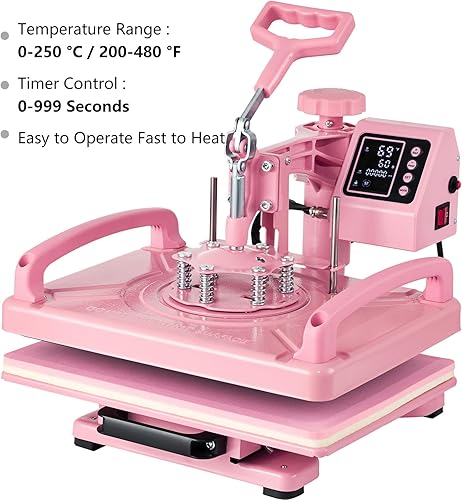 Miniatura 7 de Máquina de prensa de calor 8 en 1 de 12 x 15 pulgadas, máquina de prensa de calor para camisetas, sombreros, tapas, tazas, placa oscilante de 360,