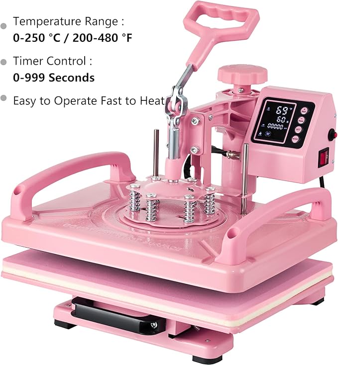 Prensa Térmica 8 en 1 Leomru 12x15 Pulgadas, Color Rosa miniatura 8