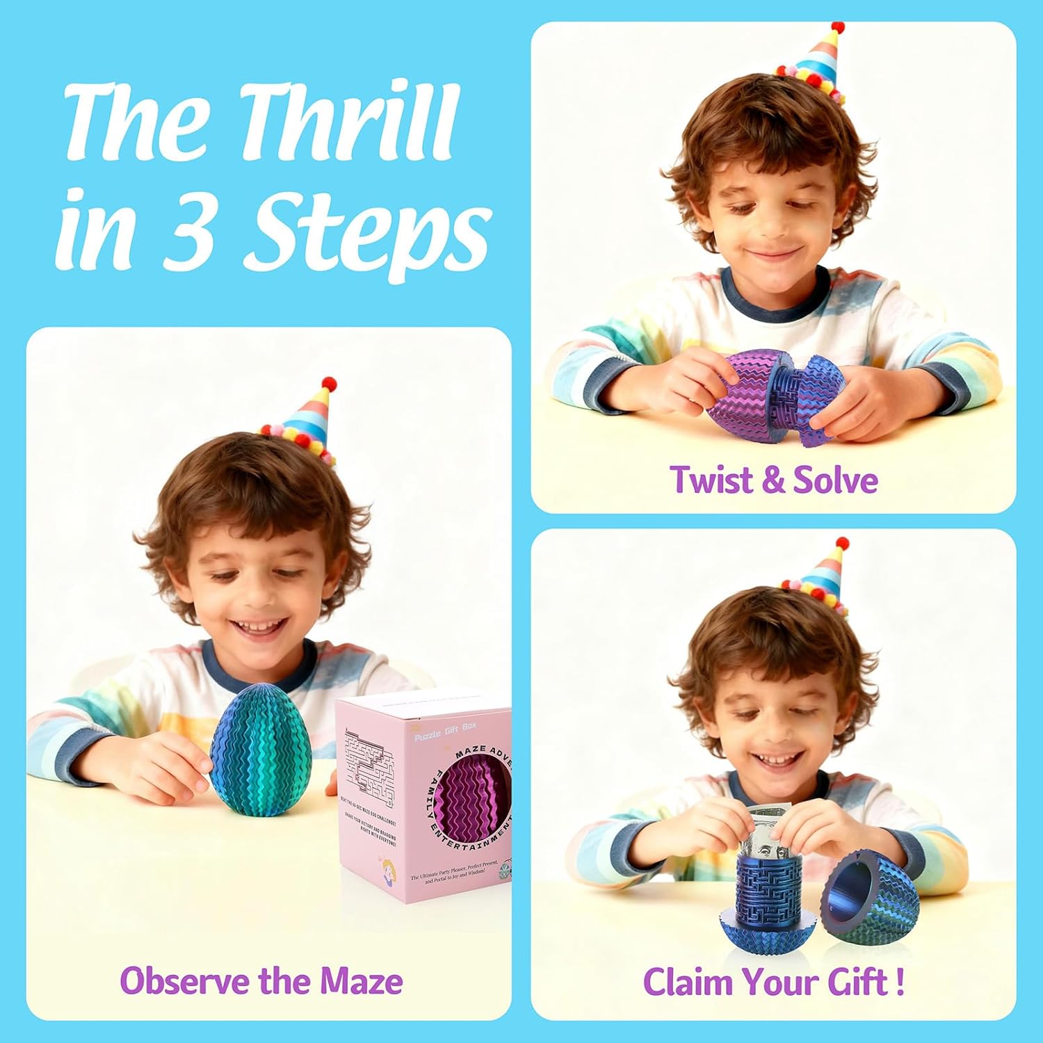 Egg Shaped Cash Maze Puzzle Gift Box - Creative Cash Easter Gifts for Teens, Easter Basket Stuffers for Kids & Adults,Money Gift Ideas,Cool Fidget Toy for Boys & Girls,Fun Way to Give Money