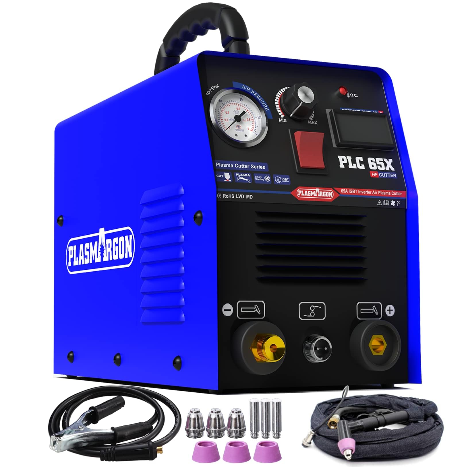 65 Amp Plasma Cutter HF IGBT Inverter Plasma Cutter Portable Air Plasma Cutting Machine 230V PLC65X