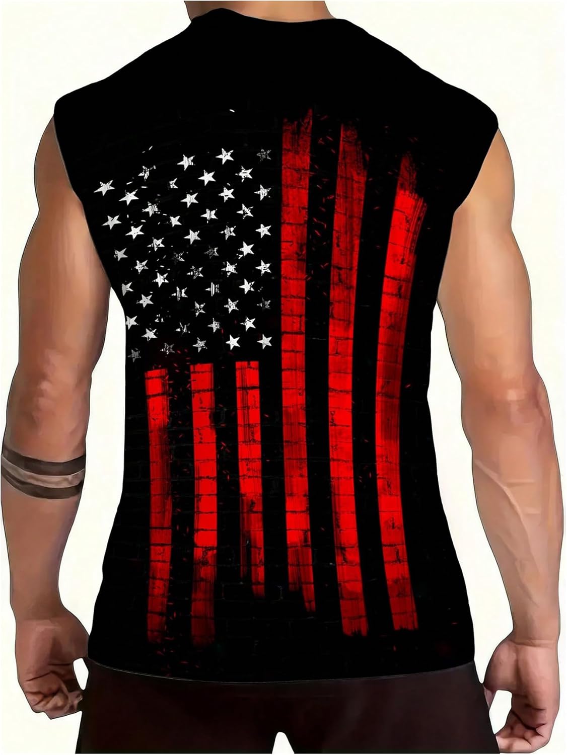 Men's American Flag Graphic Tank Top Sleeveless Patriotic Shirts Crew Neck Summer Gym Muscle Tees - Image 2