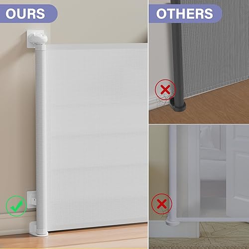 Miniatura 6 de probebi - Puertas retráctiles para bebés sin taladrar, puerta retráctil para perros para la casa que se extiende hasta 55 pulgadas de ancho y 34