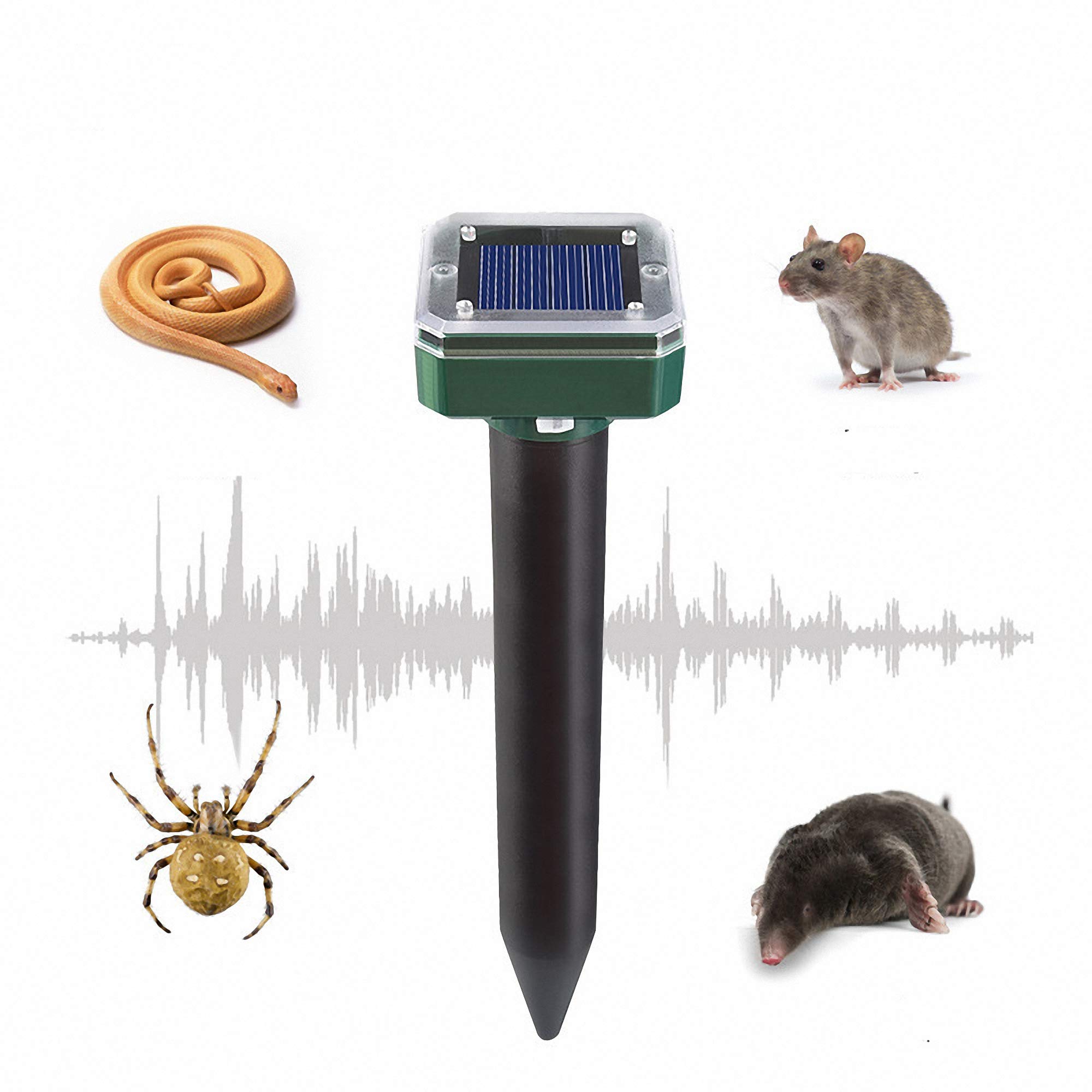 2 Pack Répulsif Taupe Solaire Ultrasonique Étanche - Élimine Souris, Campagnols, Gophers & Serpents Pour Protéger Jardin & Pelouse