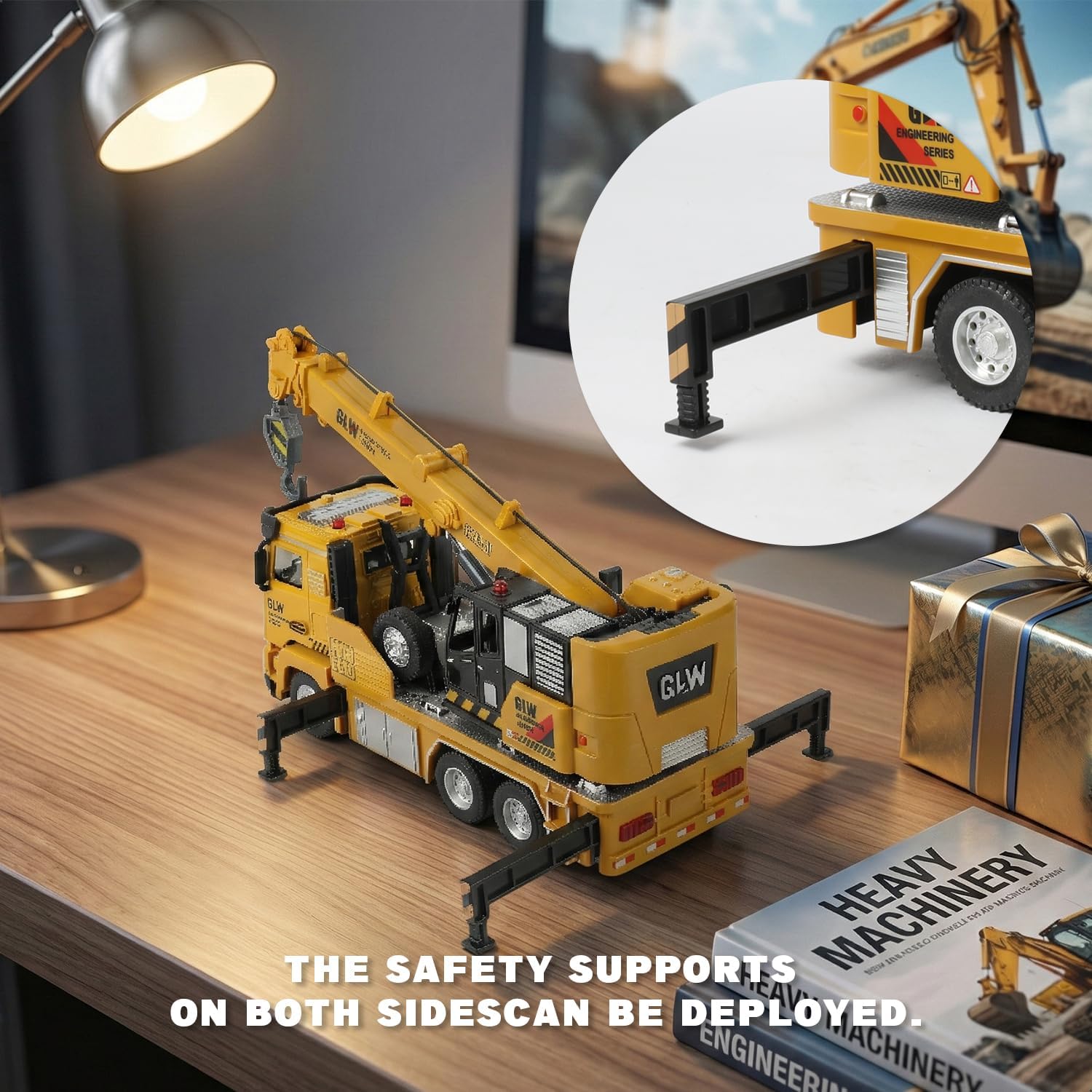 Toy Crane Truck with Telescopic and Metal Hook, 1/40 Boom Construction Vehicle with Lights, Sound Effects and Pull-Back Action, STEM Educational Gift for Boys and Kids