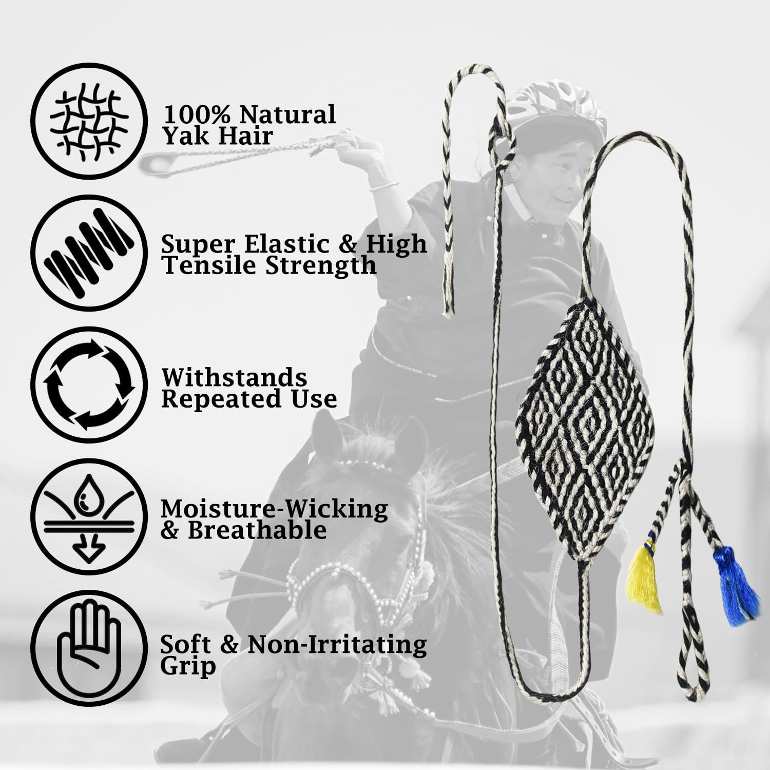 Handwoven Shepherd Sling Traditional Throwing Rock Sling 100% Natural Yak Wool for Adults for Outdoor Training, Competition & Fashion Accessory