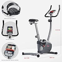 Vista 6 de Sunny Health & Fitness Smart Stationary Exercise Upright Bike w/Pulse Sensor & 4-Way Adjustable Seat, Cycling Machine for Home Cardio Training, Free