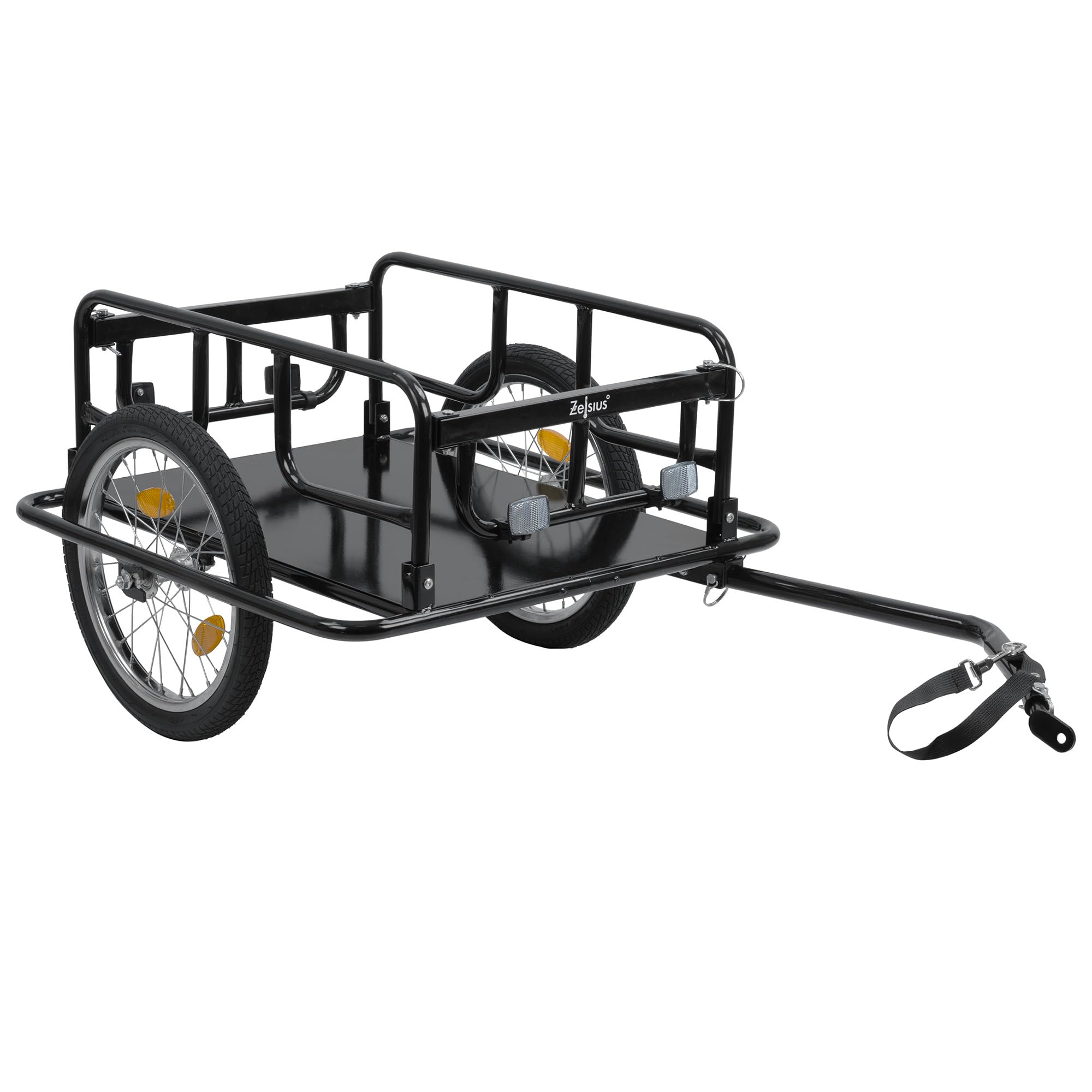 Zelsius Remorque de vélo 68 litres | Remorque de transport pliable pour 2 caisses de boissons | Chariot de transport, remorque pour vélo, remorque de charge avec attelage, remorque de roue