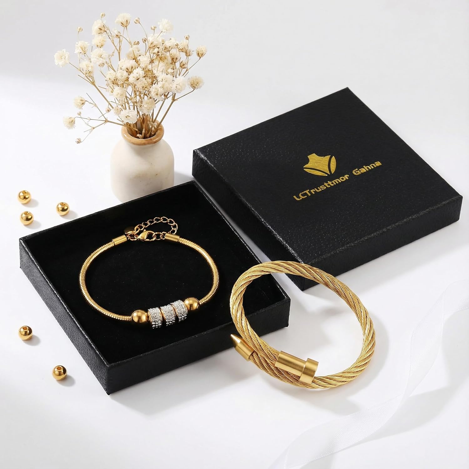 18K Gold Plated Nail Bracelet Set, Adjustable Stackable Bangles for Women, Trendy Jewelry Hand Chain Gifts for Lover Mom Her