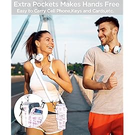 dabria Water Bottle Carrier Bag with Phone Pocket for Stanley 40/30 oz Tumbler Neoprene Water Bottle Holder Pouch with Adjustable Strap Bollus with Straw Cover & Carabiner for Stanley Cup Accessories