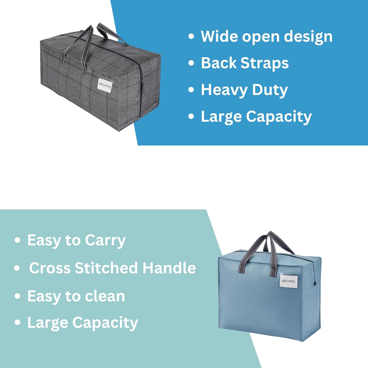 VENO 12 Pack Heavy-Duty Moving Bags (8 with Backpack Straps, 4 with Cross-stitched Handles)