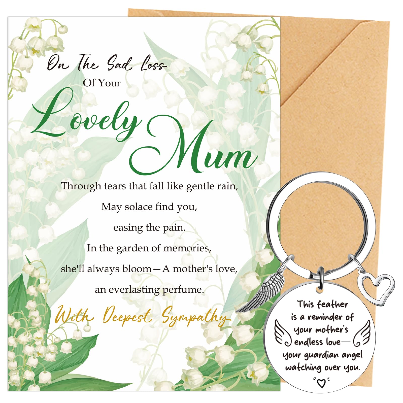 Sympathy Card for Loss of Your Mum - On The Sad Loss of Your Mum Sympathy Card with Keyring Sorry Mourning Bereavement Cards for Adults Thinking of You Cards Gift for Son Daughter — image 1