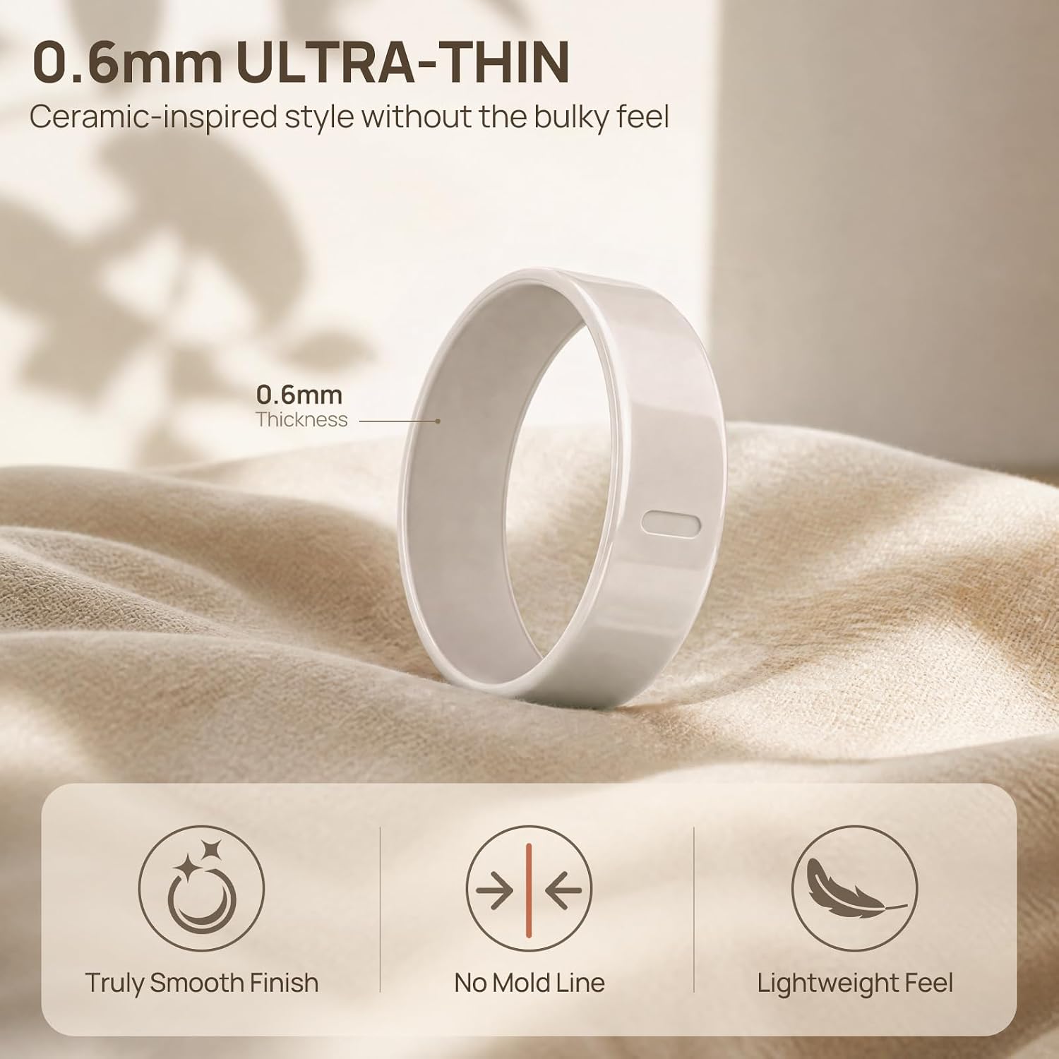 2 Pack Ring Cover Compatible with Oura Ring Gen 4/Gen 3 Horizon/Heritage, Ceramic-Look TPU Anti-Scratch Protector Accessories for Oura Ring Jacket Women Men, Size 8 (Not for Oura 4 Ceramic)