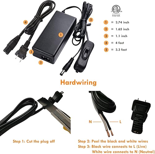 Miniatura 2 de Iluminación para debajo del gabinete, cableado directo de 120 V y enchufe de pared, fácil de montar, tira de luz LED con cadena de margaritas, kit