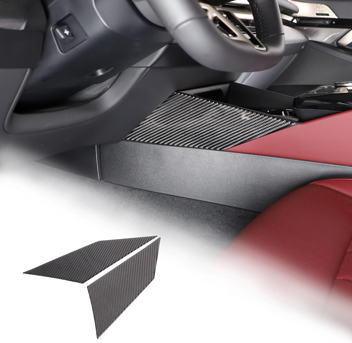 Sekhyna Center Console Cover Trim Compatible with BMW 5 Series 2024 G60,Carbon Fiber Gear Control Panel Knee Pads Side Strip Cover Trim Interior Accessories 2PCS (Black Carbon)
