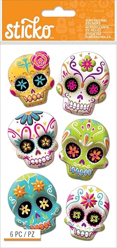 Sticko Temática-Calavera de Azúcar 52-45027, Multicolor