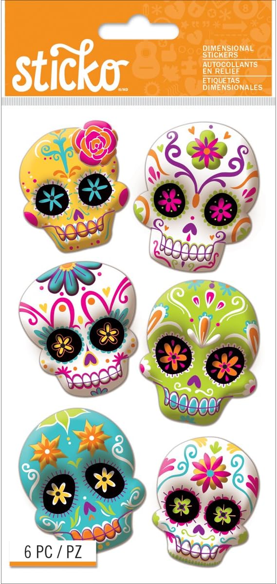 Sticko Themed-Sugar Skull 52-45027, Multicolor