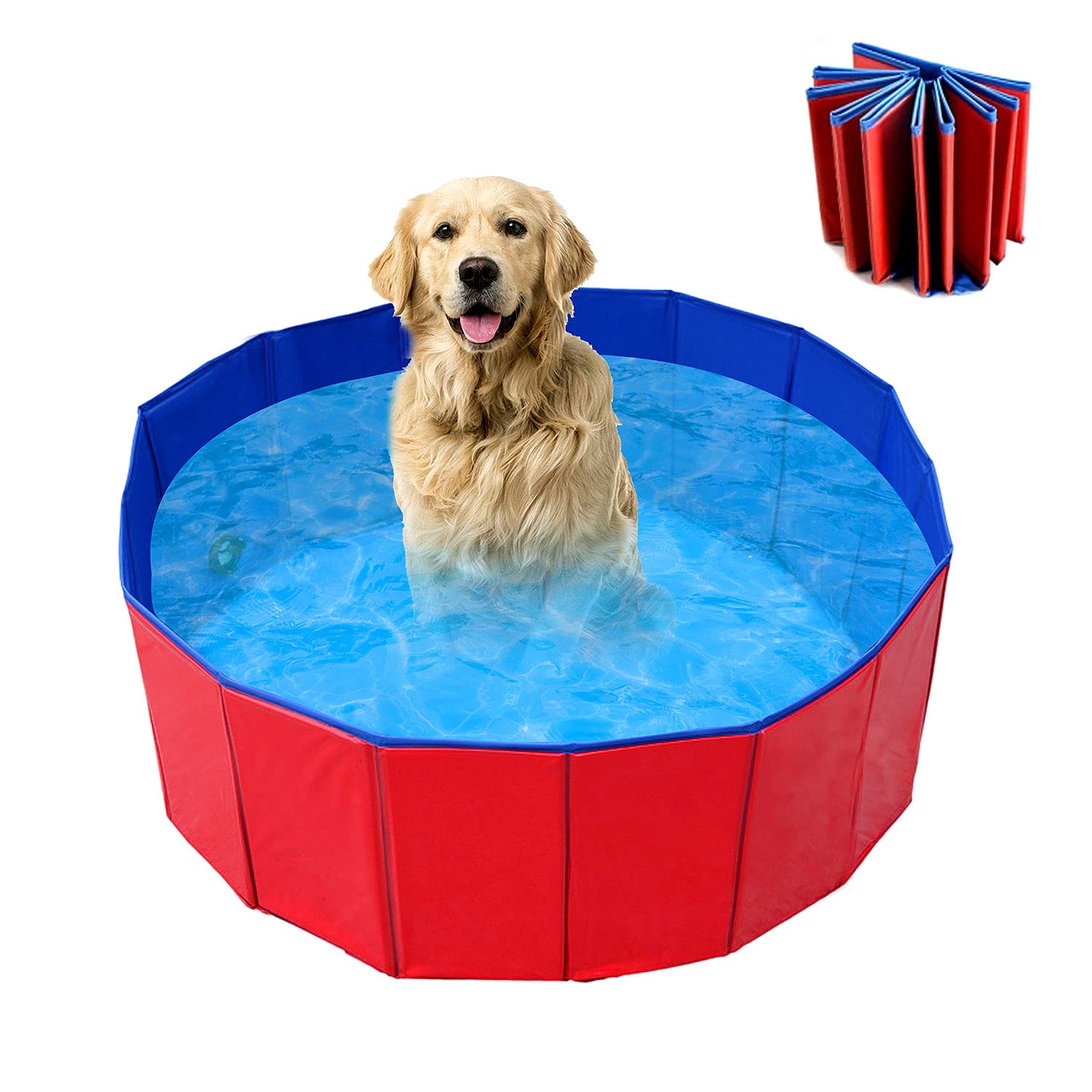 WELLXUNK Piscina para Mascotas,Bañera para Perros,Piscina para Mascotas Plegable,Antideslizante Piscina para Mascotas,para Perros y Gatos Pequeños Medianos y Grandes Interior o Exterior (60 * 20cm)