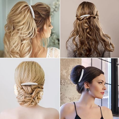 Miniatura 8 de SourceTon - Paquete de 6 peines franceses, peines laterales de plástico con 29 dientes, peines de clip para el cabello para cabello fino, accesorio