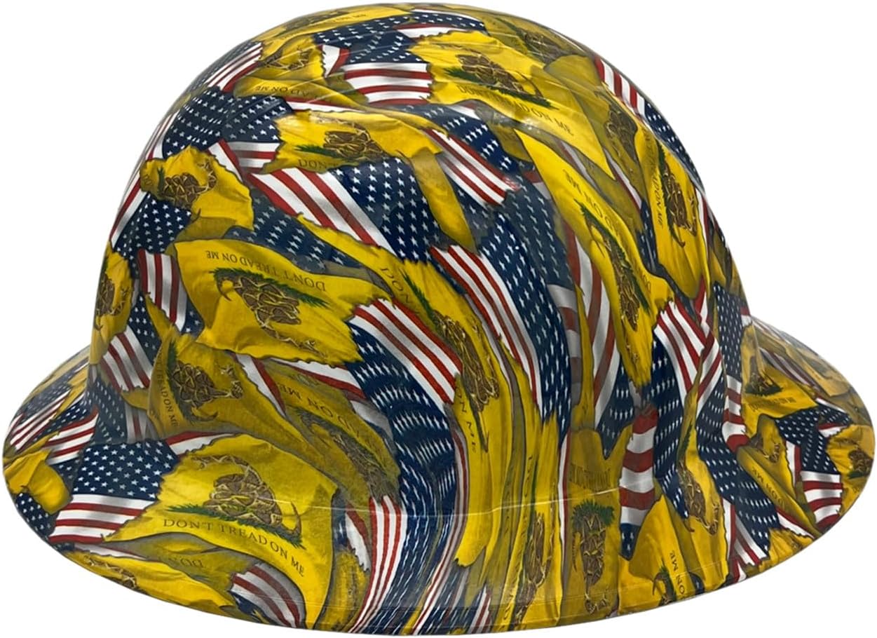 Hydrographic Full Brim Hard Hats with 6 Point Suspension - Don't Tread On Me USA Flag