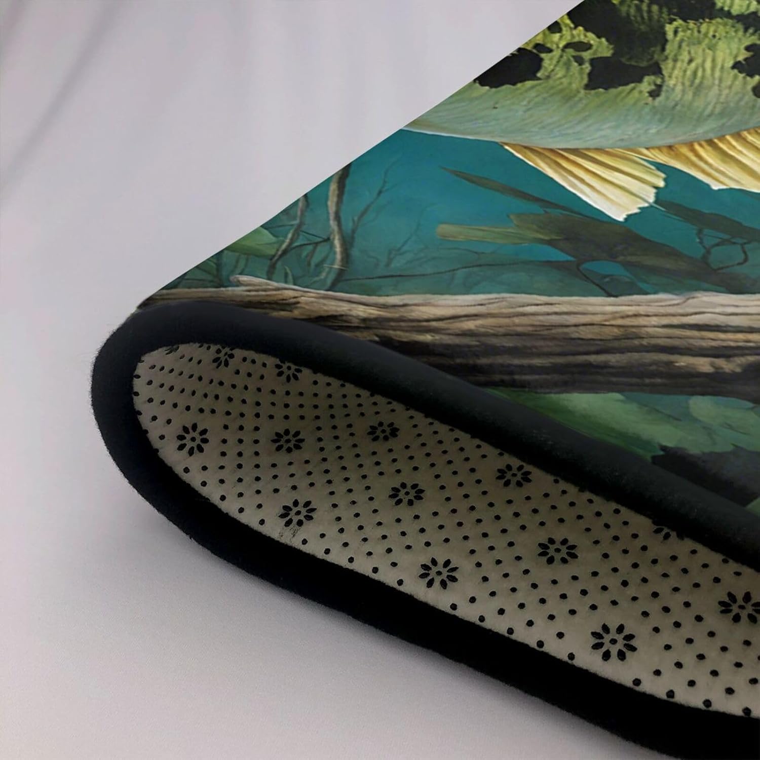 Flannel Non-Slip (Bass Fishing Wave) Rug Pad 80Ã—50in Soft Washable Protective for Hardwood Floors Bedroom Bathroom Living Room