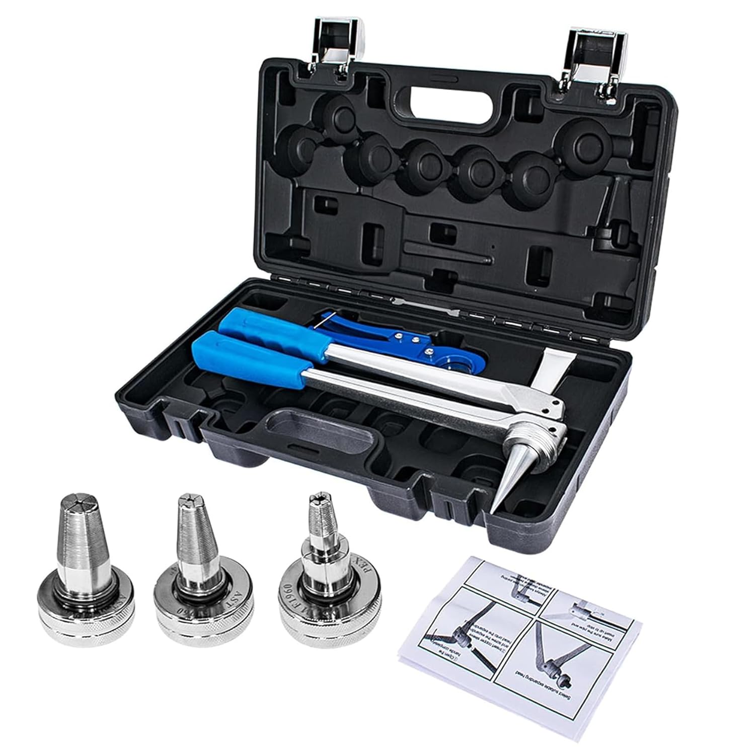 PEX Expansion Tool Kit Meets ASTM F1960 Standard with 1/2 3/4 1 Expander Heads and Tube Cutting Plier for Propex Expansion