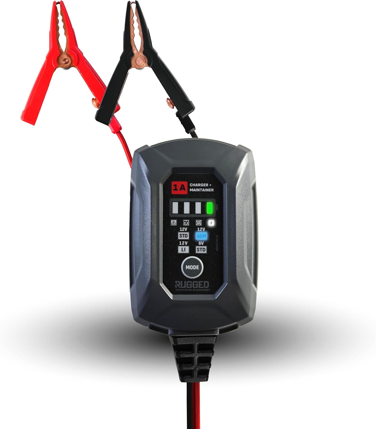 Schumacher Electric Rugged 1A Car Battery Charger and Maintainer, 3-in-1 Solution, for 6V/12V Power Sport, Automotive, and Marine Batteries, SC1677