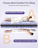 Vista 4 de ChiXpace Cubrecolchón de espuma viscoelástica de doble capa de 5 pulgadas, tamaño matrimonial, almohadilla de colchón de 3 pulgadas y espuma Negro