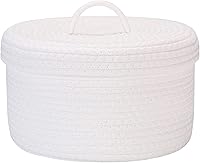 Vista 14 de Cesta de almacenamiento redonda de cuerda de algodón Sea Team con tapa, contenedor de almacenamiento tejido con tapa, contenedor de almacenamiento