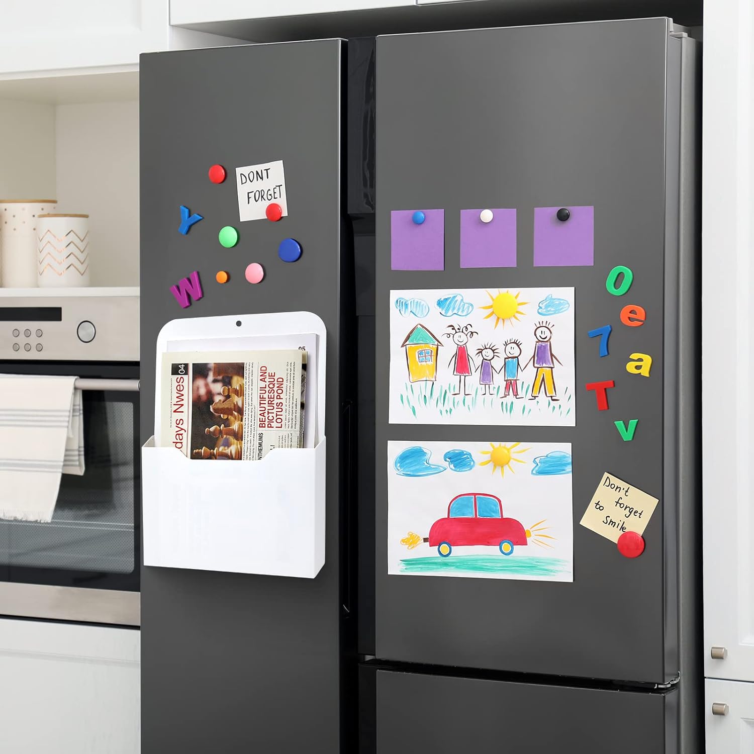 Epakh 6 Pack Magnetic File Holder Magnetic Paper Holder Organizer Wall Mounted Mail Magazine Storage Pockets for Refrigerator, Whiteboard, Office, Classroom, Mail Letters Paper(White)