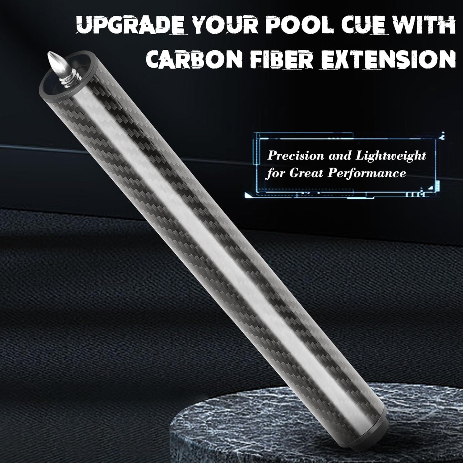 Pool Cue Extension with 3 Bumpers Carbon Fiber Billiard Cue Extender Pool Cue Accessories