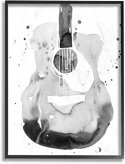 Stupell Industries Acoustic Guitar Abstract Watercolor Pattern Painting Black Framed Wall Art, 11 x 14, Multi-Color