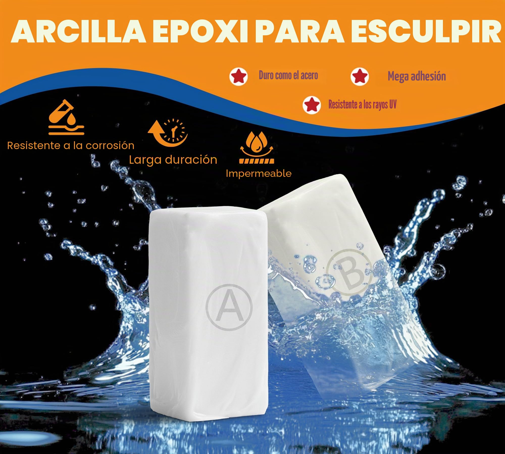 Masilla Epoxi Blanca 340g, Masilla Reparación Piscina Bicomponente, Adhiere, Repara Fugas, Grietas y Agujeros en el Agua o en Seco, para Azulejos, Hormigón, Madera, Metal, Cerámica, Vidrio y Acrílico