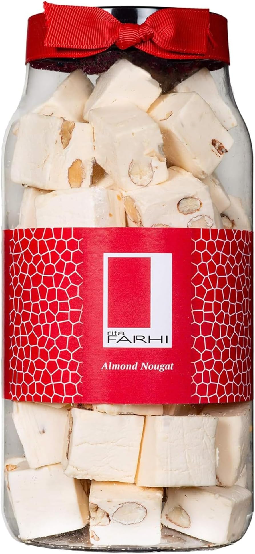 Traditional Almond Nougat Luxury Gift Jar 500g – Soft Chewy Nougat with Crunchy Almonds, Handcrafted British Confectionery Gift