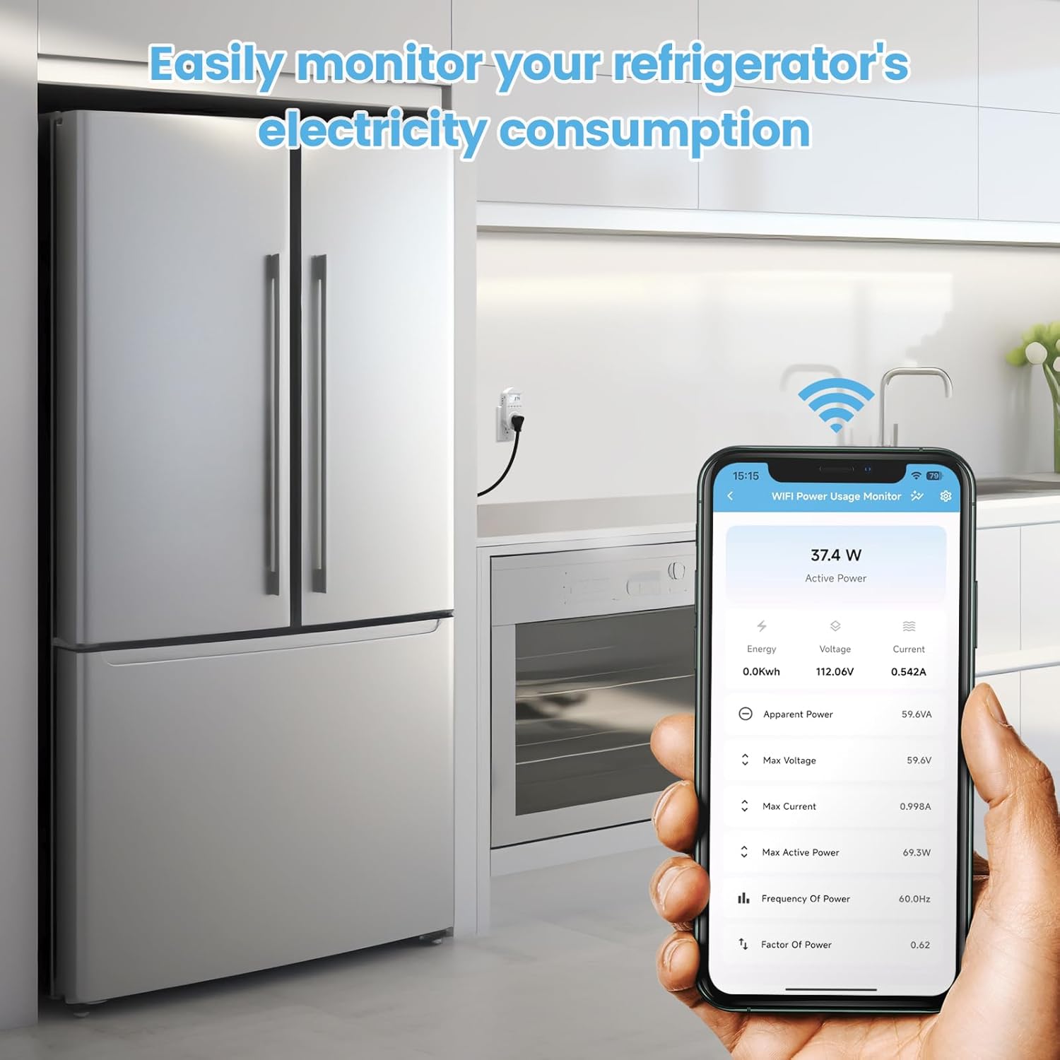 WiFi Electricity Usage Monitor, Zuomeng Plug-in WiFi Power Meter with Sound Alarm, Refrigerator Power Consumption Monitoring and Electricity Bill Statistics 8 71XM0JCeYWL. SL1500