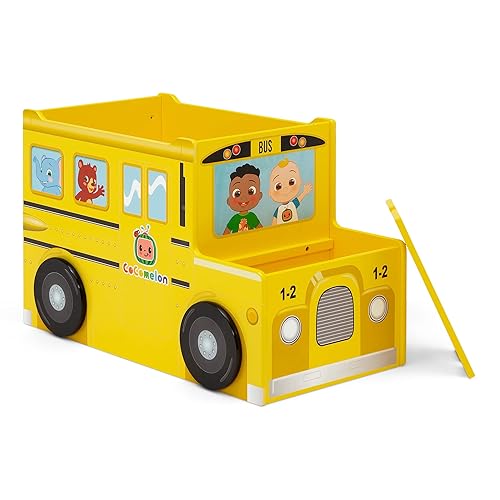 Delta Children CoComelon - Caja de juguetes para autobús escolar, certificado Greenguard Gold