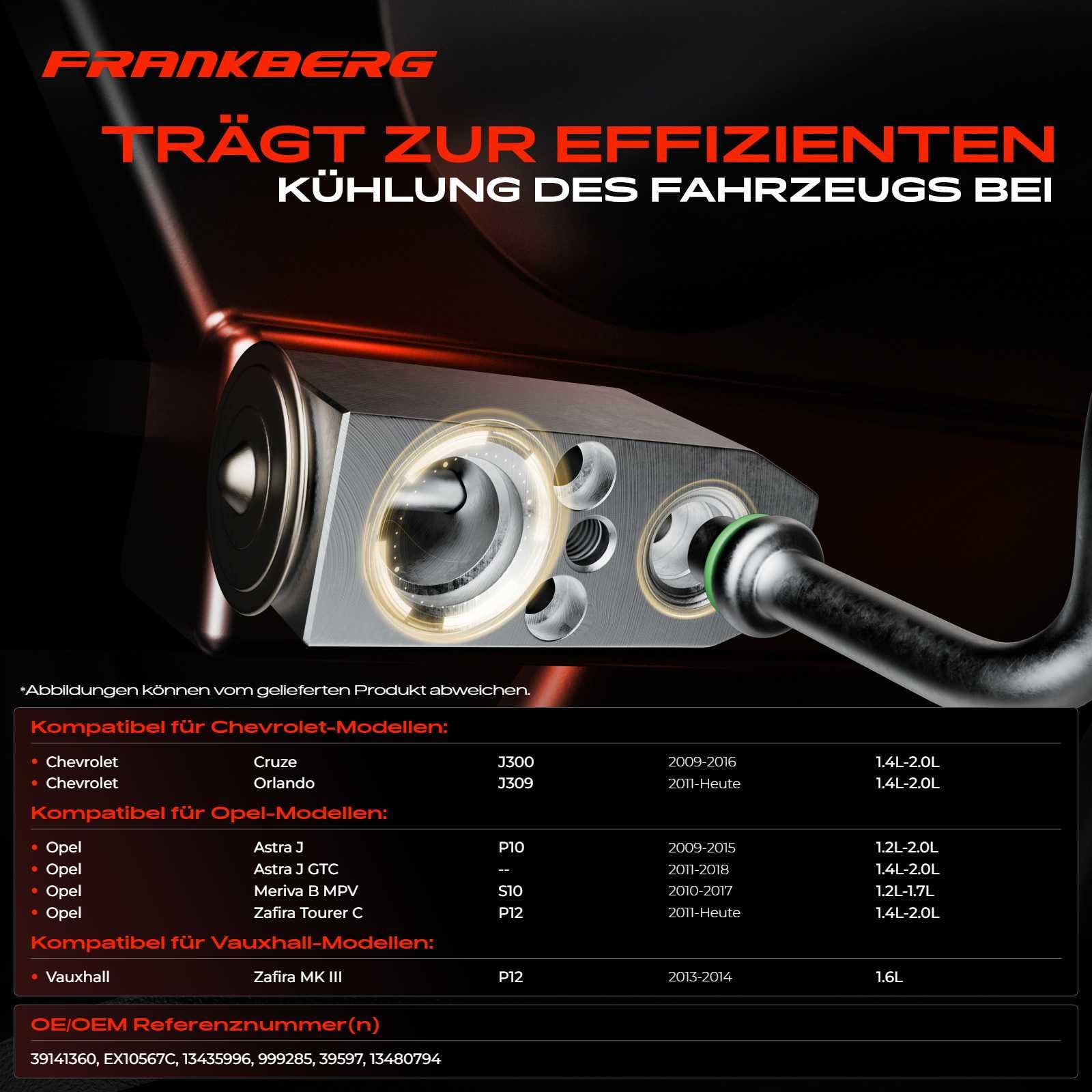 Frankberg Expansionsventil Kompatibel mit Cruze J300 1.4L-1.8L 1.7L-2.0L 2009-2016 Astra J P10 1.4L-1.6L 1.2L-2.0L 2009-2015 Astra K B16 1.0L-1.6L 2015-2022 Replace# 39141360