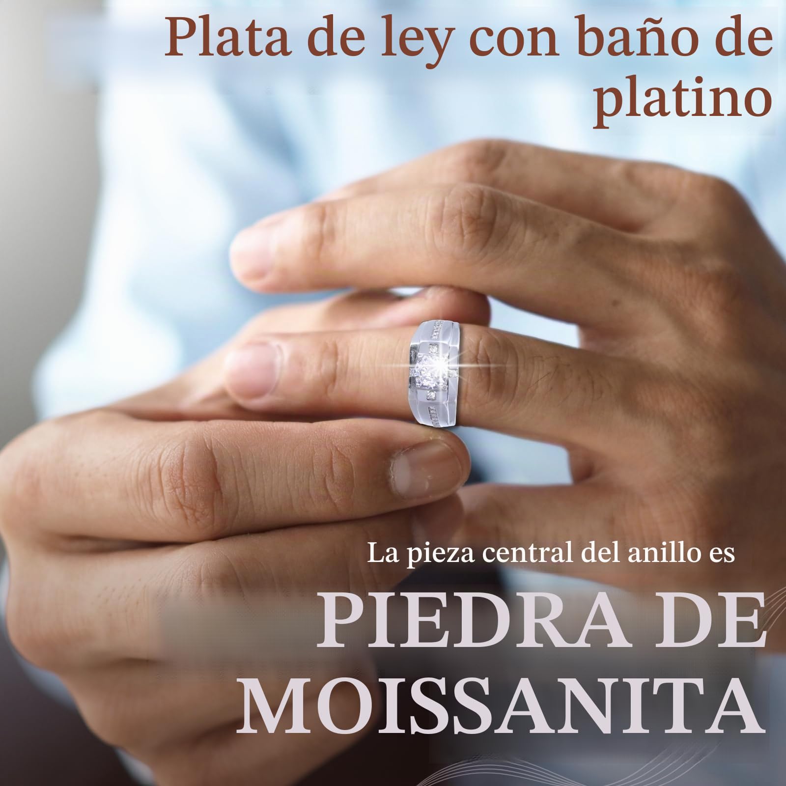 HALUKAKAH Anillo Moissanite D Color 1.0 ct Patrón de Cruz,Diamante Cultivado en Laboratorio de 1 Quilate con Certificado,Plata de Ley Chapado en Platino,Tamaño Ajustable,para Esposo,Novio,Cumpleaños