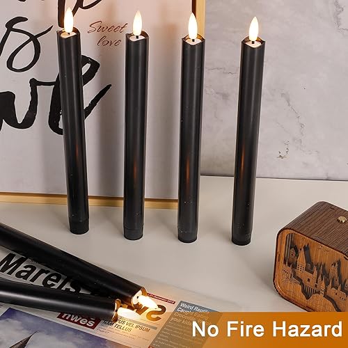 Miniatura 7 de 6 velas cónicas sin llama de cera real con 2 controles remotos de 10 teclas y temporizador, candelabros LED de 9.9 pulgadas, velas de ventana sin