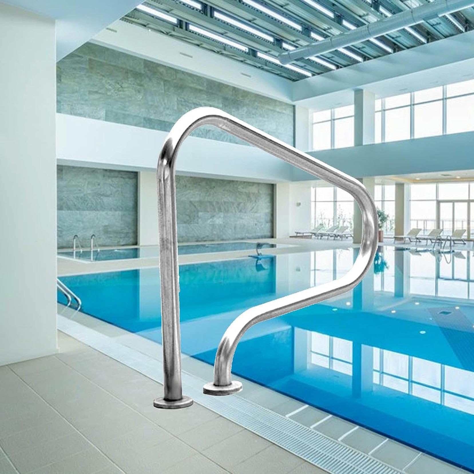 Main courante de piscine en acier inoxydable 304 solide pour escalier de piscine creusée