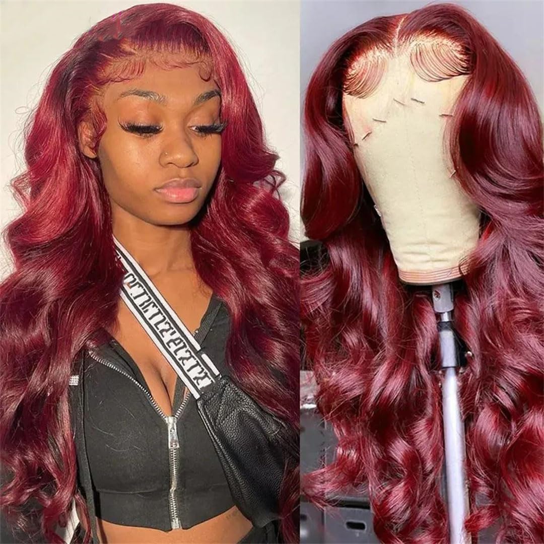 Amazon.com : Burgundy 13X6/13X4 Lace Front Wigs For Women HD  display picture 3