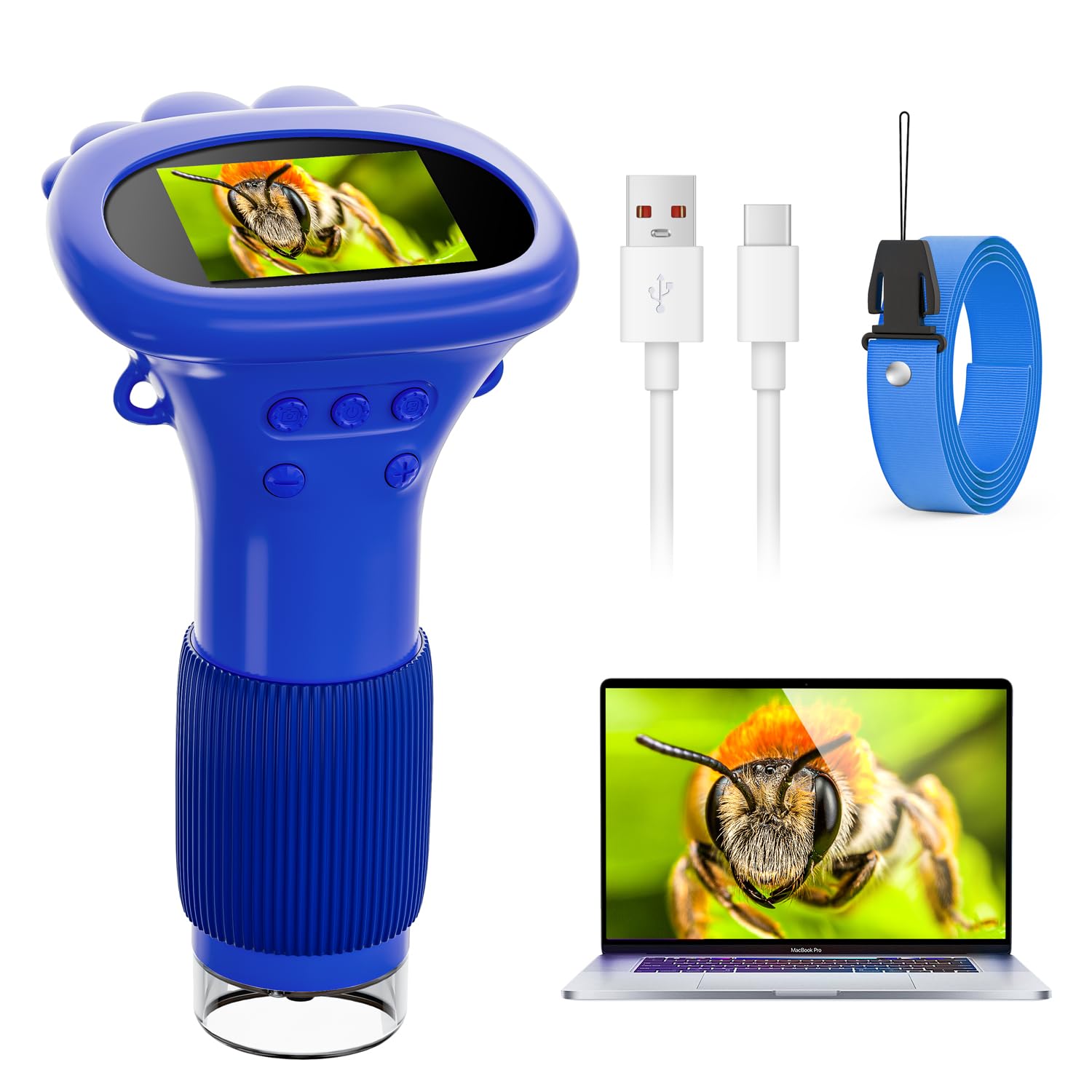 Mikroskop für Kinder,1000X Zoom Ahalfcit Digitales Microscope mit 2-Zoll-Bildschirm, 3-12 Jahre alt Tragbares Mikroskop, Wissenschaftliche Bildungsspielzeuge für 3 4 5 6 7 8 Jahre alte Kinder-Blau