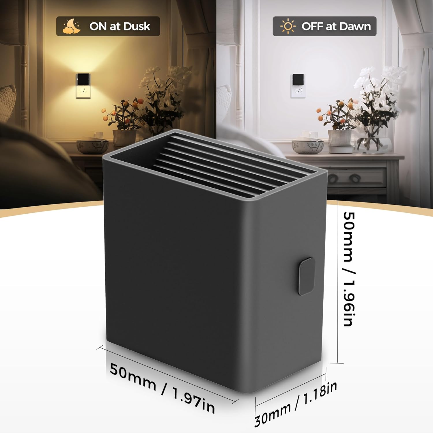 DORESshop Night Lights Plug Into Wall, [2 Pack] Plug in Night Light with 3 Color Temperatures, Dusk to Dawn Sensor, Night Light for Hallway Bathroom Stairway Bedroom, Black