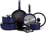 T-fal Ingenio Essentials Pots et Pan Set, Titanium Non Stick, 11 Pièce, Poignée amovible, Lave-vaisselle et four sans danger, empilable, poêles, pour RV & Condos, Beige