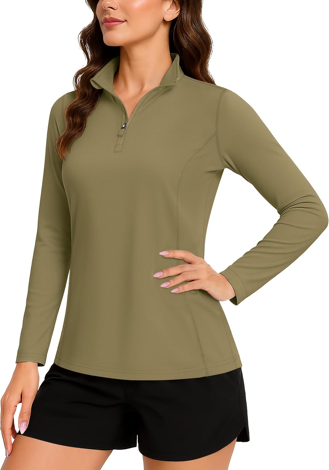 TACVASEN Women's Quarter Zip Pullover Golf Shirts UPF 50+ Long Sleeve Sun Shirts UV Protection Workout Tops