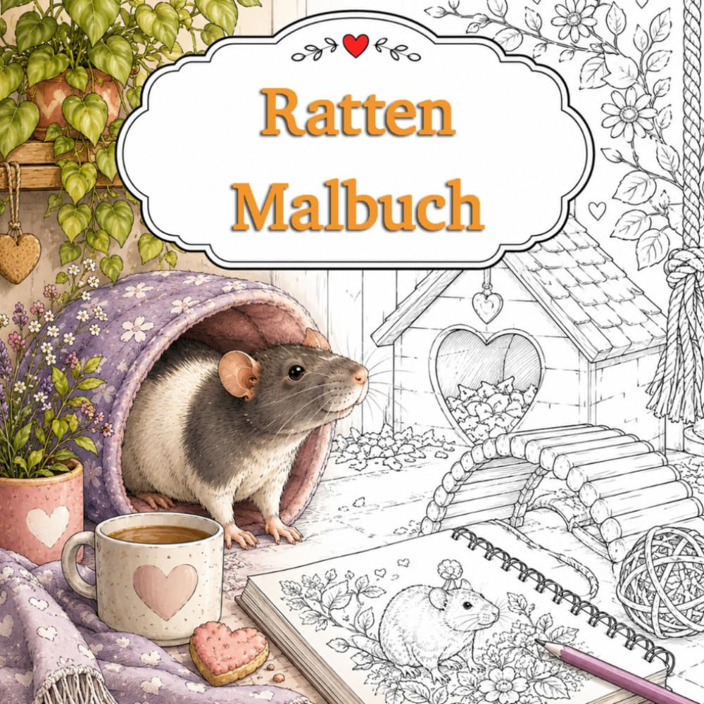 Ratten Malbuch: Niedliche Ratten, gemütliche Szenen und liebevolle Momente zum Ausmalen