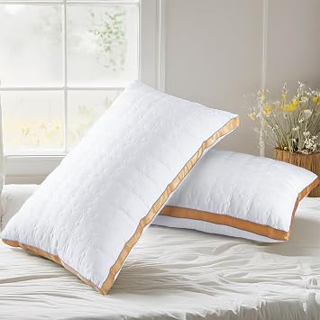 Cooling King Size Pillows Set of 2, Hotel Quality Bed Pillows for Side, Back, Stomach Sleepers, Soft Supportive Gusseted King Pillows for Sleeping, Down Alternative Filling