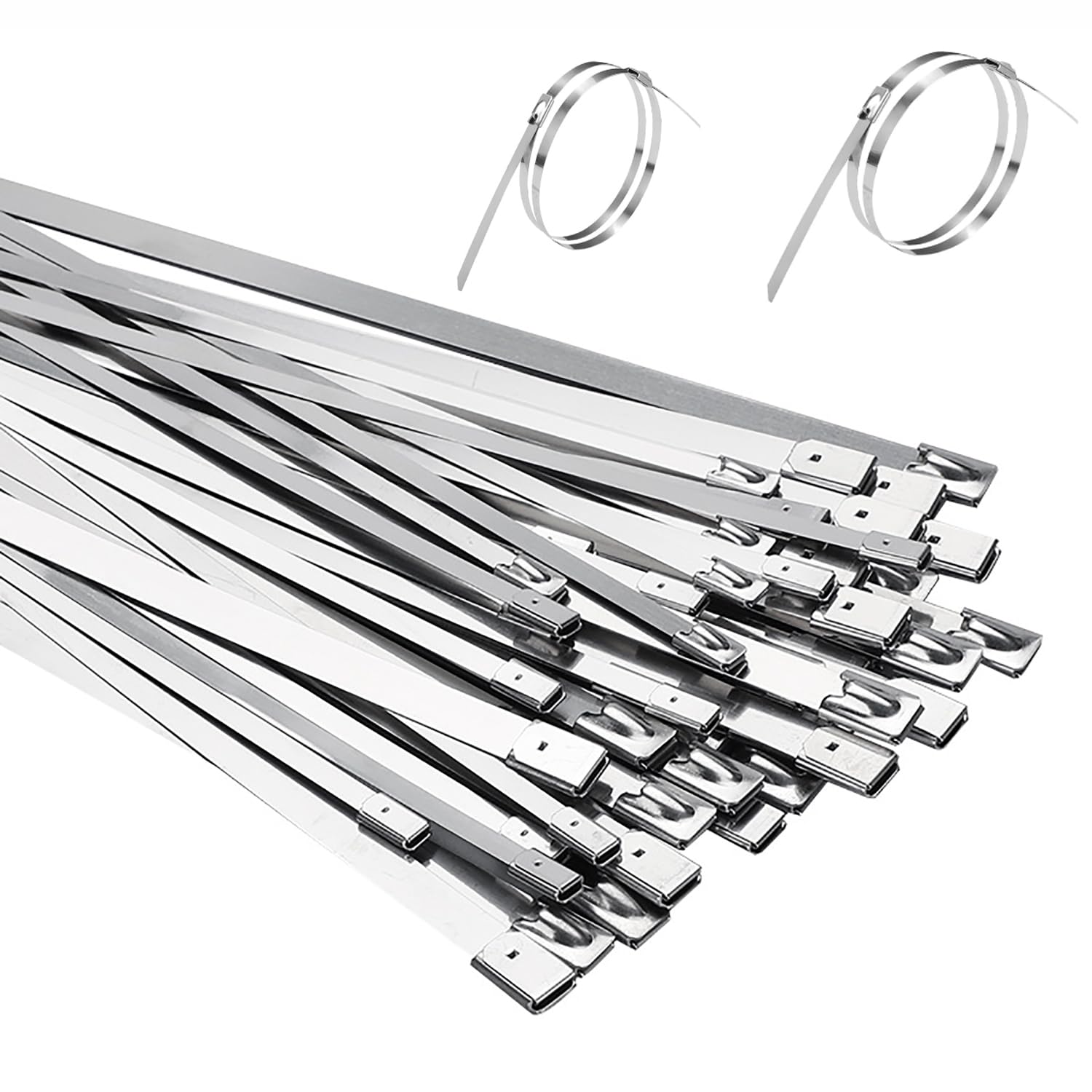 1000 Bridas De Metal con Cierre Automático, Bridas para Cables De Acero Inoxidable, Tensor De Cremallera De Metal con Pistola De Amarre, Bridas para Cables Autoblocantes Multiusos, para Vehículos