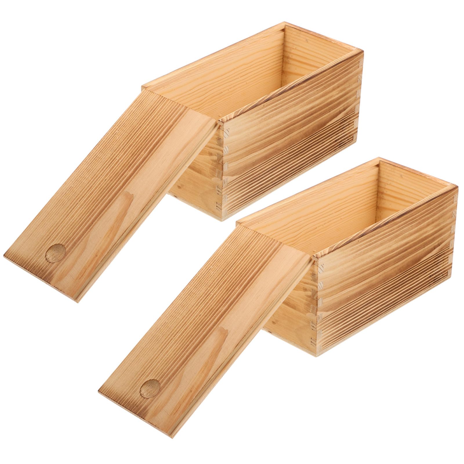 Boîte de rangement pour bijoux en bois Angoily lot de 2 étuis kaki à couvercle coulissant